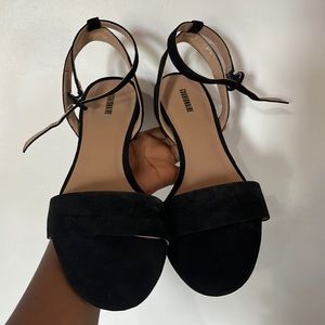 Black velvet wedges sandals